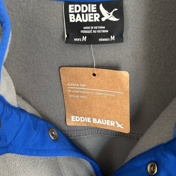 Eddie Bauer NWT Grey Fleece Snap Mock - lightweight- M - Picture 4 of 7